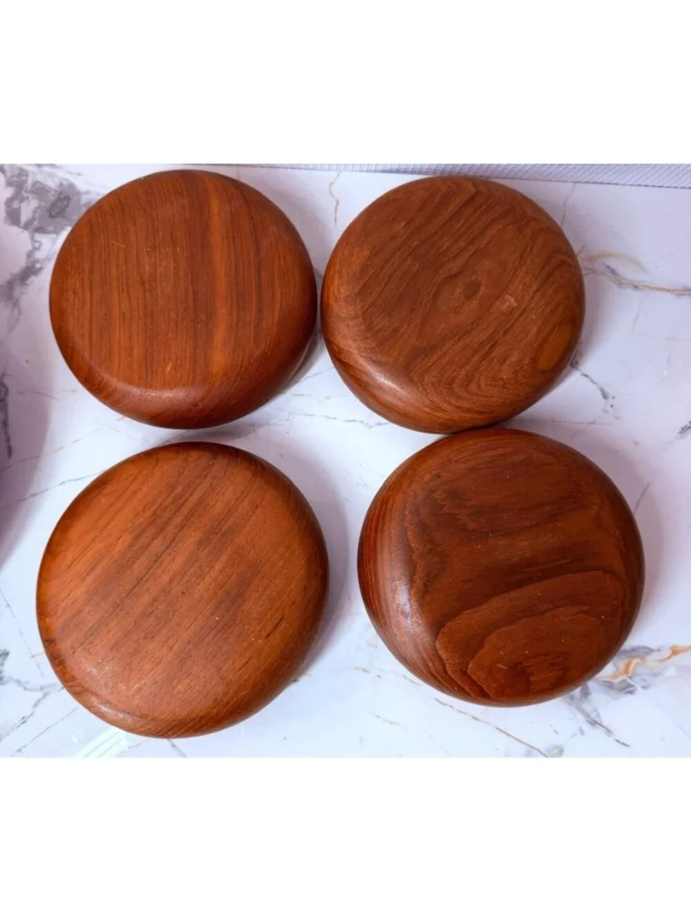 Mid-Century Modern Teak Salad Bowl Set With 4 Small Bowls & 2 Serving Utensils